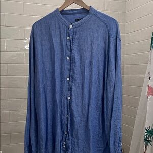 Casual Blue Button-Down Shirt for Men
